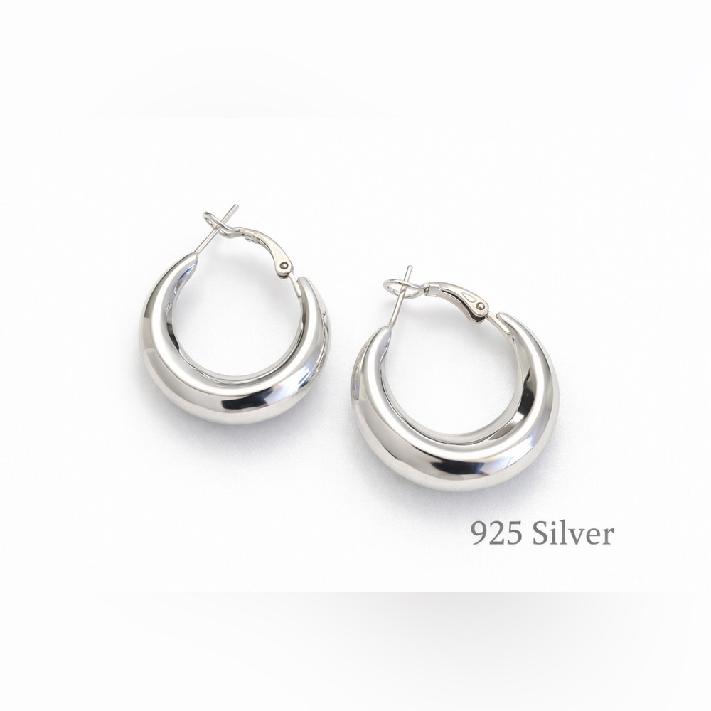 925 Sterling Silver Chunky Hoop Earrings | 1” Classic Hoops
